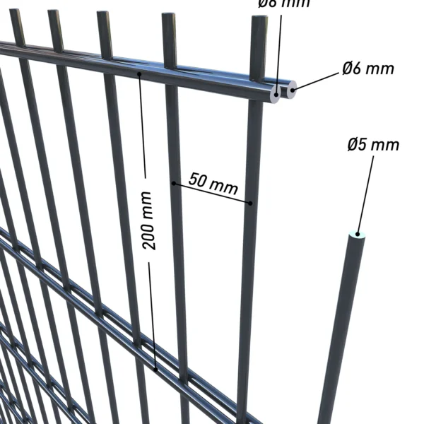 Doppelstabmatte 6/5/6 Anthrazit RAL 7016 (Medium)