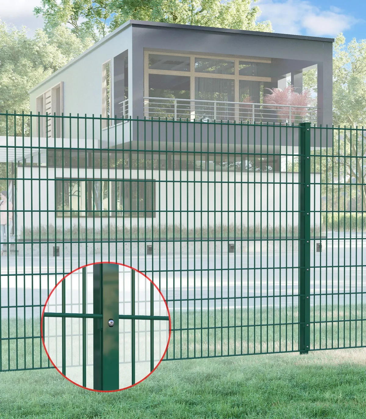 Zaunpfosten 60x40 Grün RAL 6005 (Pro-Set)
