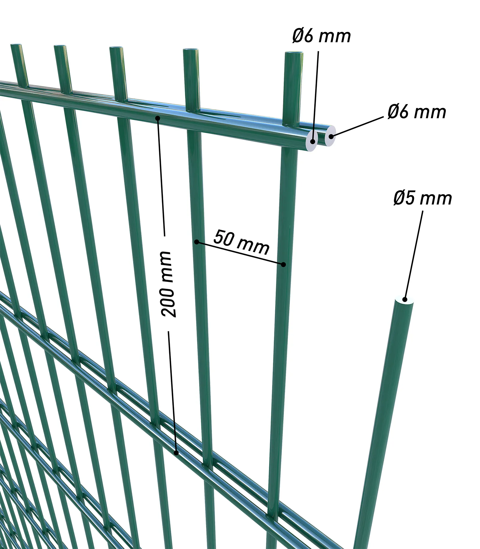 Doppelstabmatte 6/5/6 Grün RAL 6005 (Medium) Doppelstabmatte 6/5/6 Grün RAL 6005 (Medium)